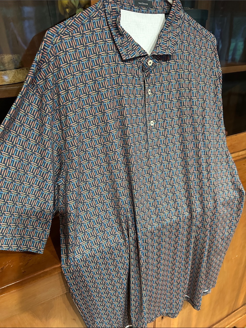 Turtleson Cigar Print Performance Short-Sleeve Polo